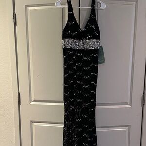 My Michelle Black and Silver Sequin Prom Dress